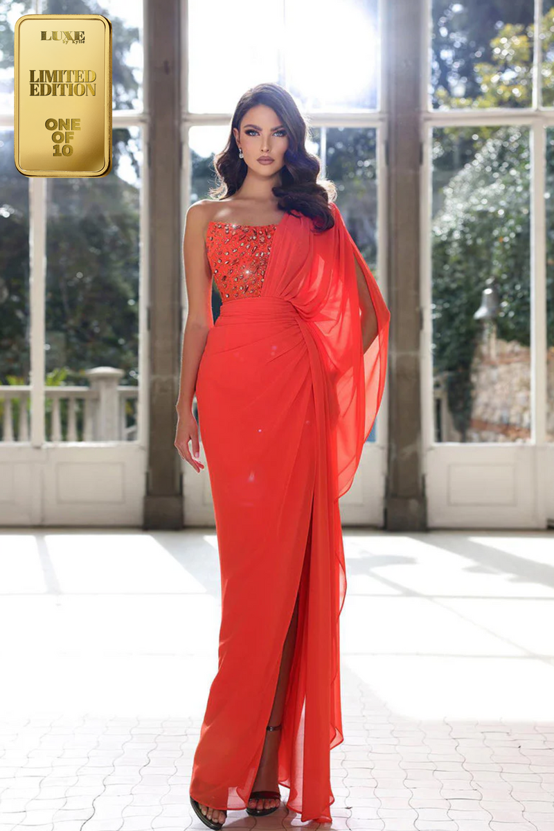 Gorgeous Sheath Beads Scoop Side Slit Prom Evening Formal Dress