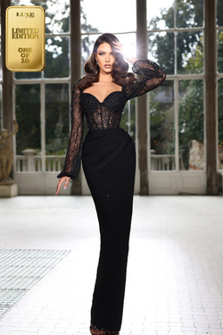 Distinctive Long Sleeves Sheath Long Evening Formal Dress with Beading