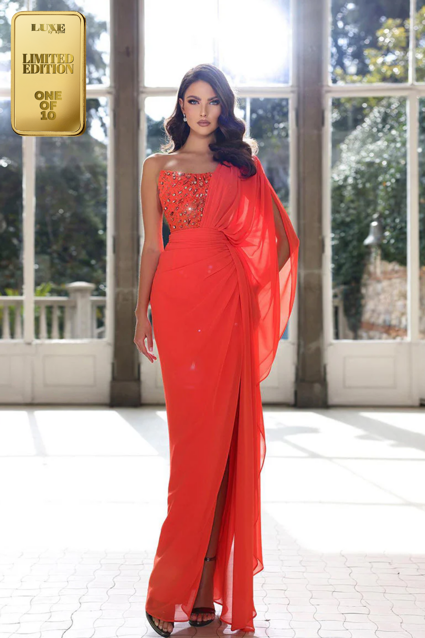 Gorgeous Sheath Beads Scoop Side Slit Prom Evening Formal Dress