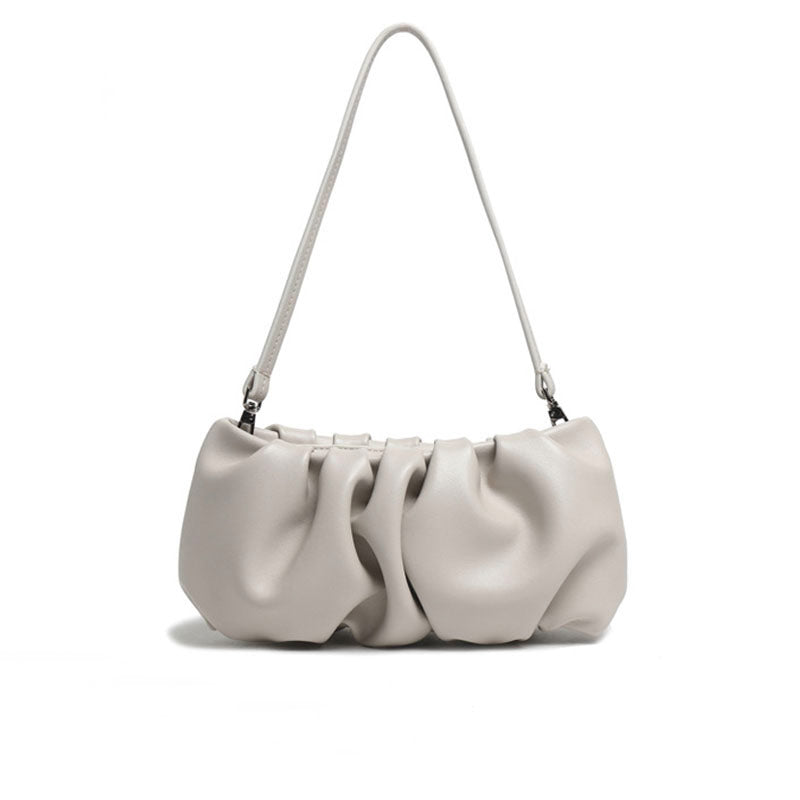 Celebrity Gathered Intrecciato Leather Cloud Clutch Bag - Beige