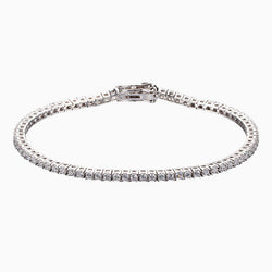 Chic Rhodium Plated Sterling Silver 2MM Cubic Zirconia Tennis Bracelet