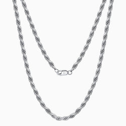 Dynamic Twisted Rope Pure Color Sterling Silver 1.5MM Chain Necklace