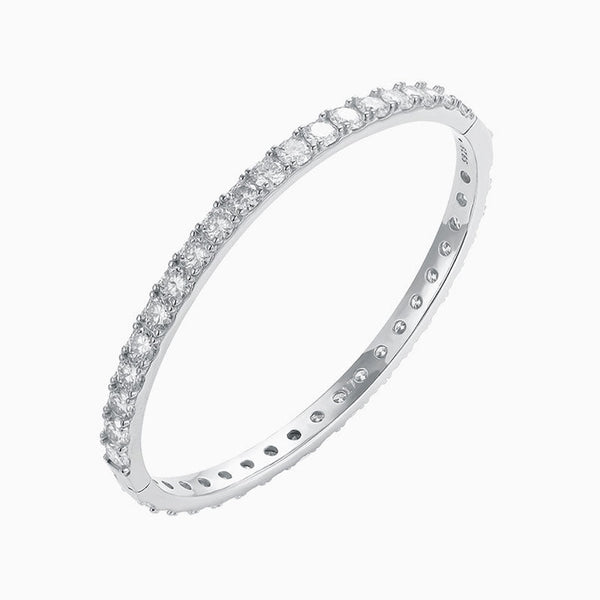 Easy To Match Sterling Silver 4MM Moissanite Eternity Bangle Bracelet