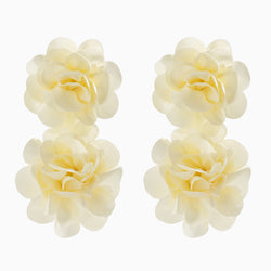 FOR YOU IN FULL BLOSSOM Silky Satin Double Rosette Drop Earrings