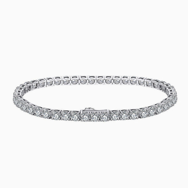 Iced Out Cubic Zirconia Rhodium Plated Sterling Silver Tennis Bracelet