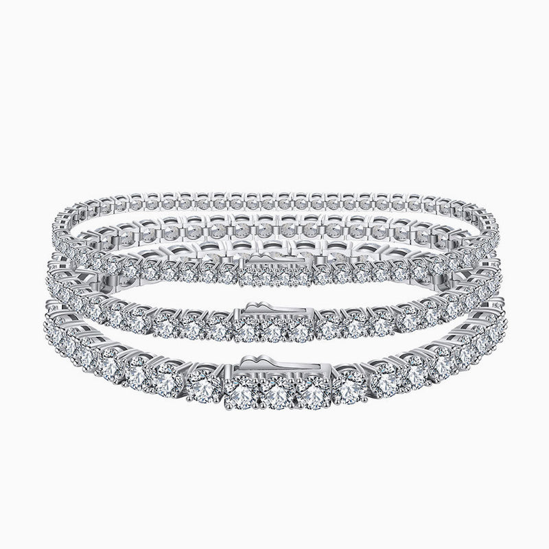 Iced Out Cubic Zirconia Rhodium Plated Sterling Silver Tennis Bracelet