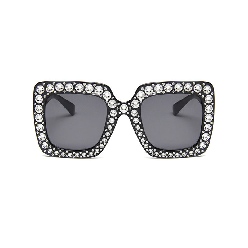 Luxury Crystal Embellished Oversized UV Protect Tinted Square Sunglasses