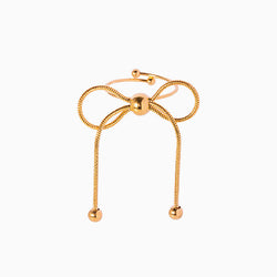 Minimalist 18K Gold Plated Oversized Snake Chain Bow Knot Cuff Ring