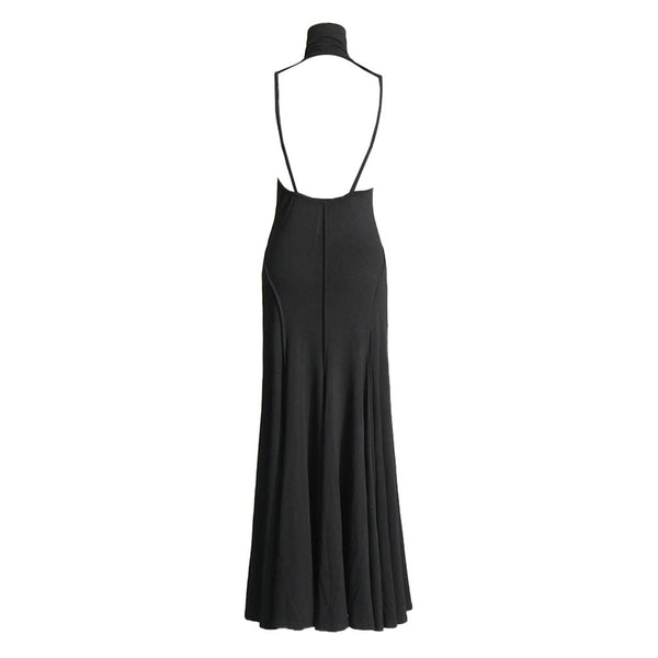 Minimalist High Neck Cutout Backless Sleeveless Mermaid Gown Maxi Dress