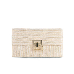 Natural Flap Top Metallic Clasp Crossbody Raffia Straw Woven Clutch Bag