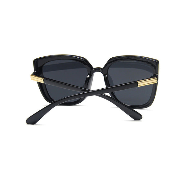 Offbeat Metallic Trim Contrast Color Oversized Tinted Cat Eye Sunglasses