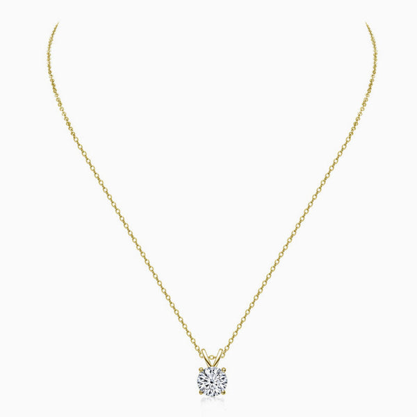 Rolo Chain Sterling Sliver V Bail Solitaire 1CT Moissanite Pendant Necklace