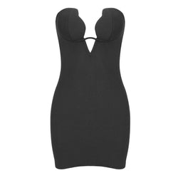 Sexy Strapless Deep V Cut Out Bustier Bodycon Bandage Mini Party Dress