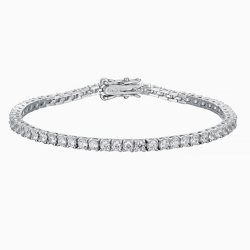 Shimmering Sterling Silver 2.5MM Moissanite Eternity Tennis Bracelet